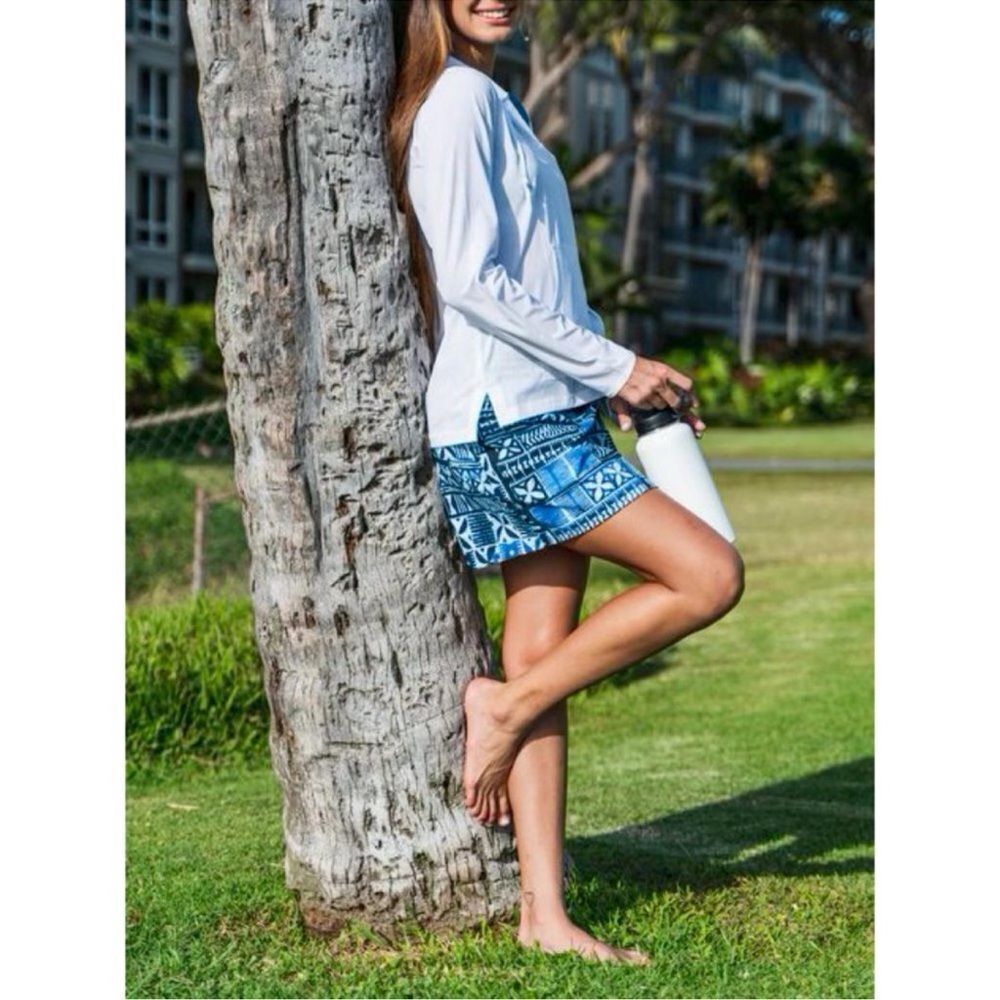 RipSkirt Hawaii Pacific Tapa Skirt NWT Blue Swim Cover Skirt Size Large Length 1